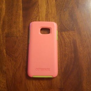 Coral and lime symmetry otterbox galaxy s7